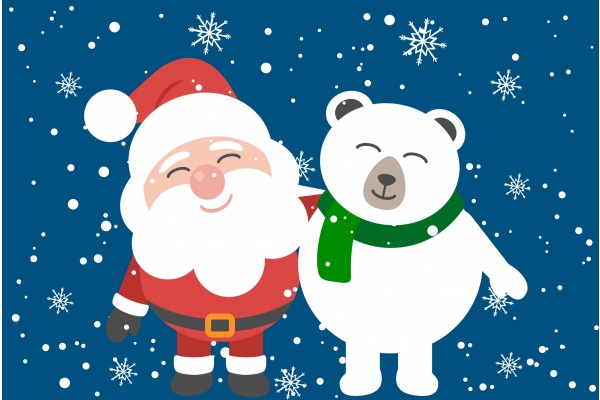 Santa Clause And Bear Friend (click to view) HD Wallpaper