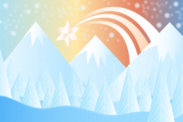 Winter Snow Christmas Mountains Minimalism (click to view) HD Wallpaper