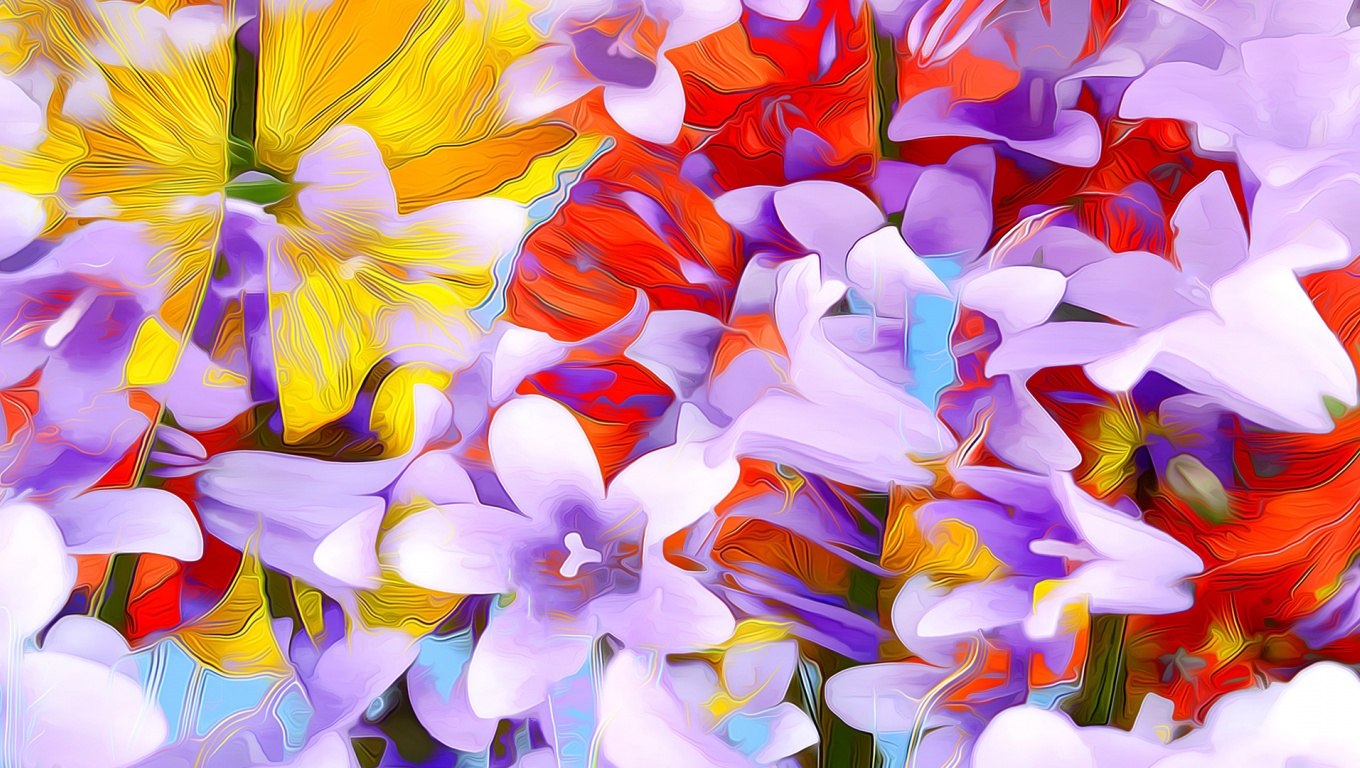 Flowers Art Abstraction (click to view) HD Wallpapers in 1360x768 Resolution