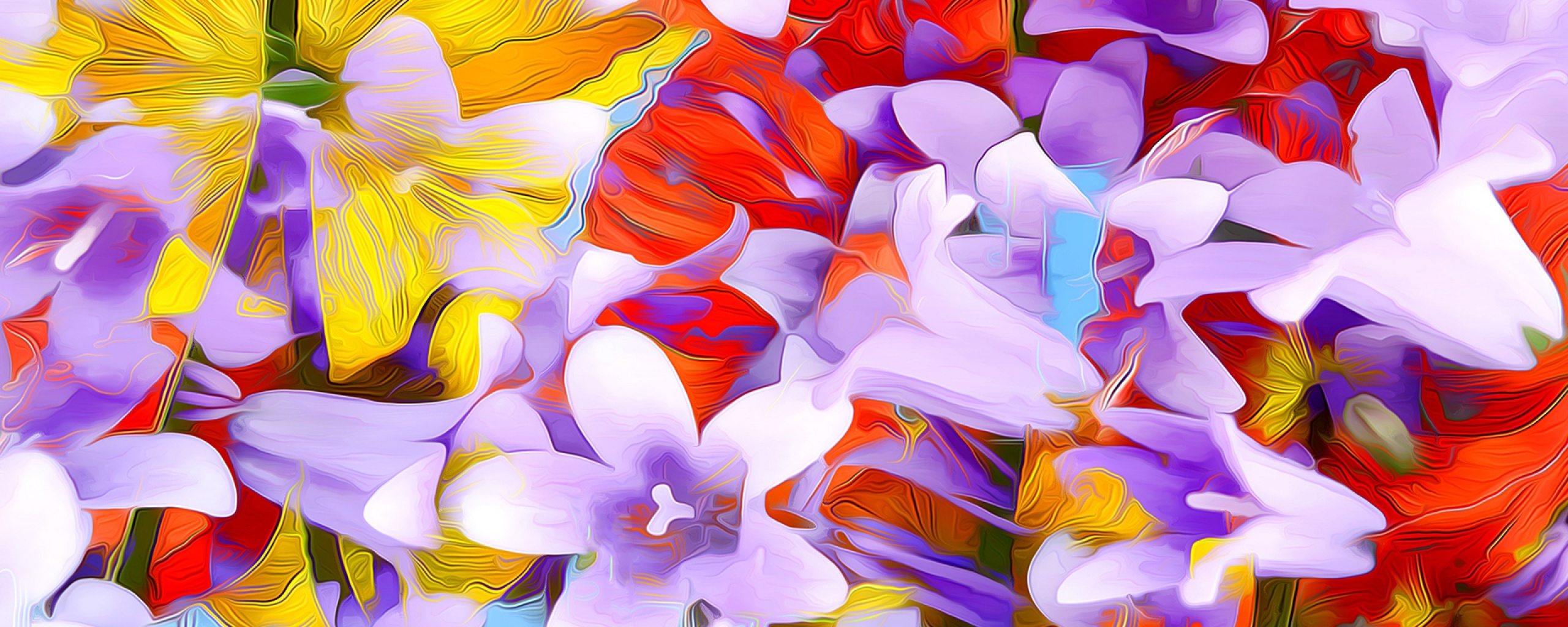 Flowers Art Abstraction (click to view) HD Wallpapers in 2560x1024 Resolution